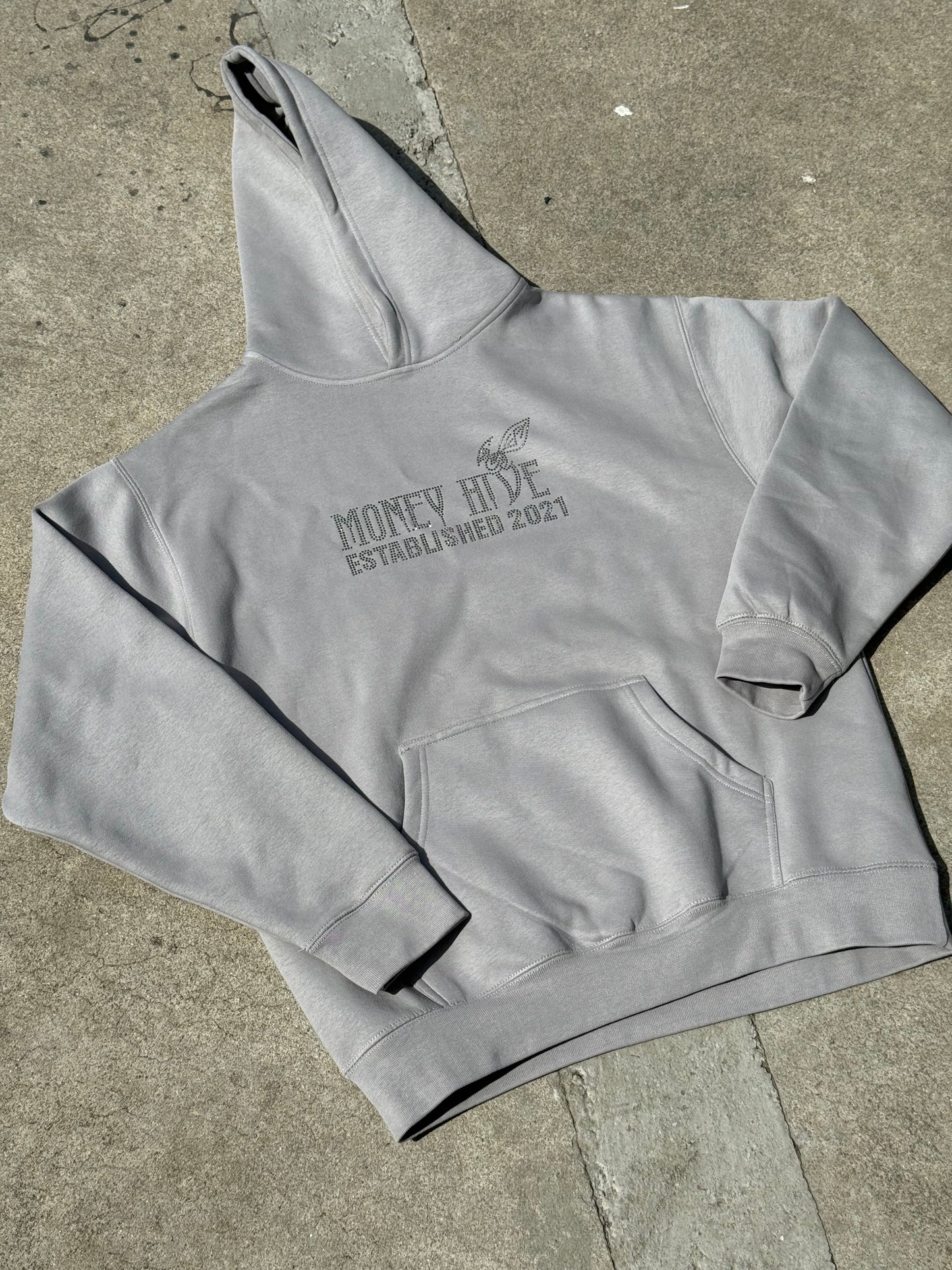grey rhinestone hoodie