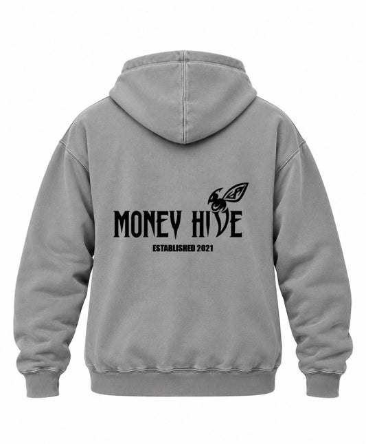 Money Hive Vintage Hoodie – Washed Gray