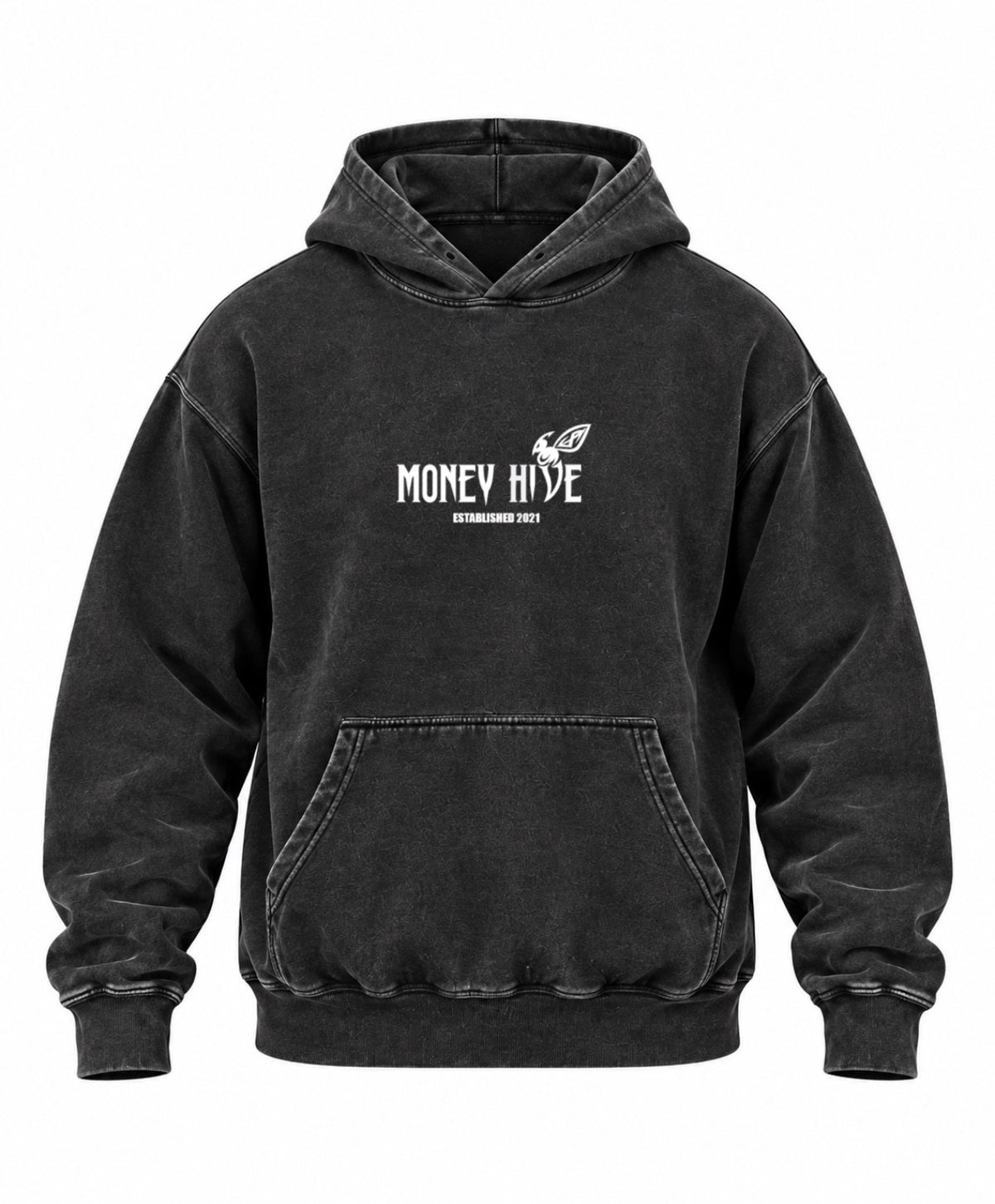 Money Hive Vintage Hoodie – Washed Black