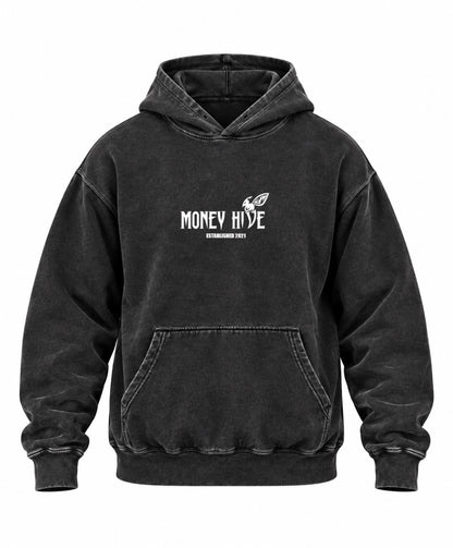 Money Hive Vintage Hoodie – Washed Black