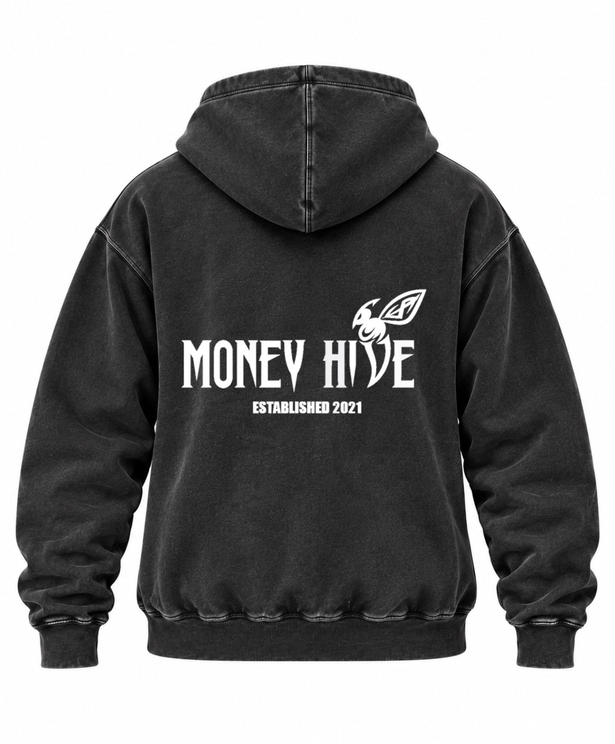 Money Hive Vintage Hoodie – Washed Black